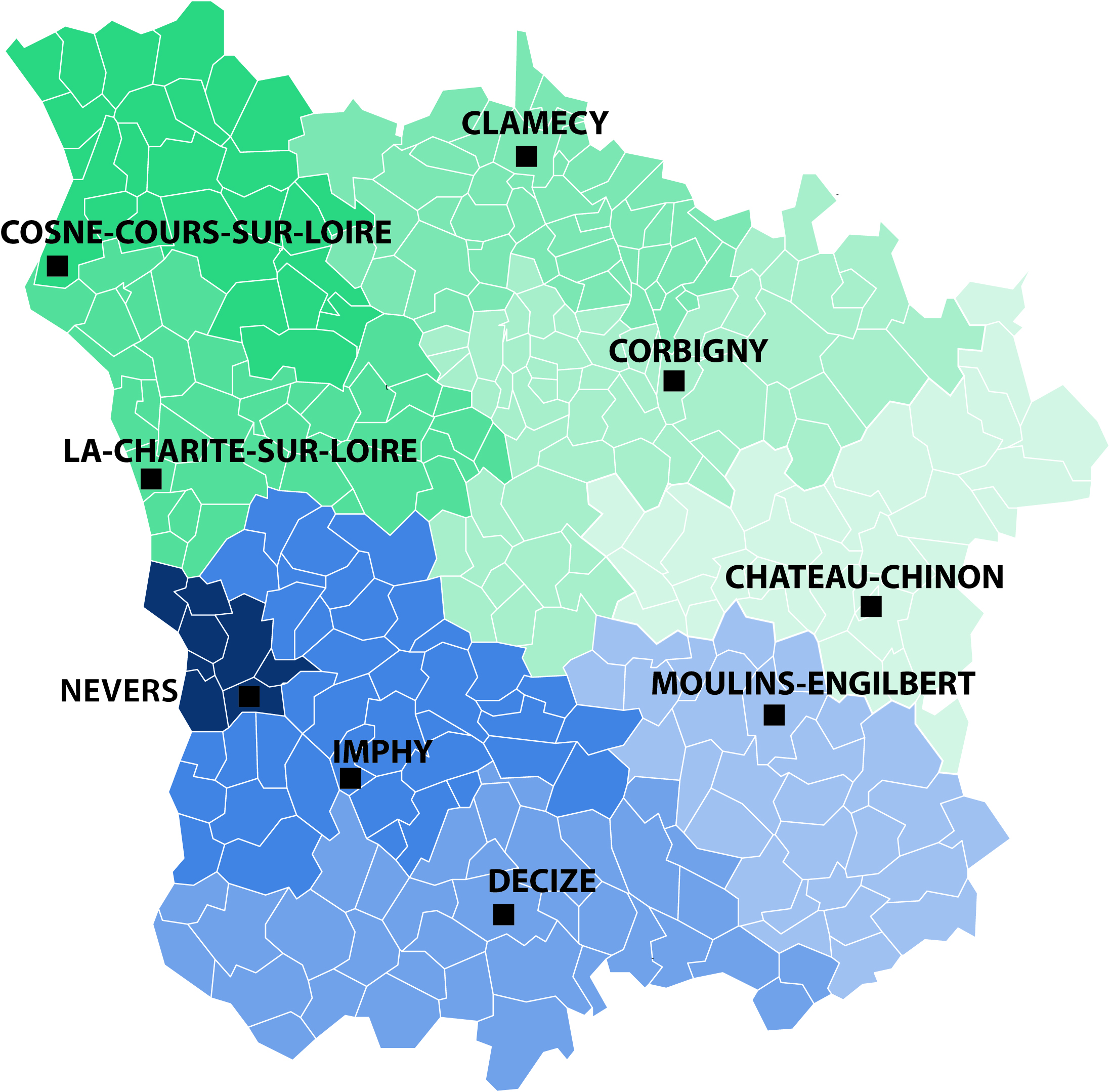 Carte SAMS Carte des SAMS de la Nièvre